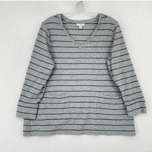 J Jill Womens Gray Striped Thermal Top XL